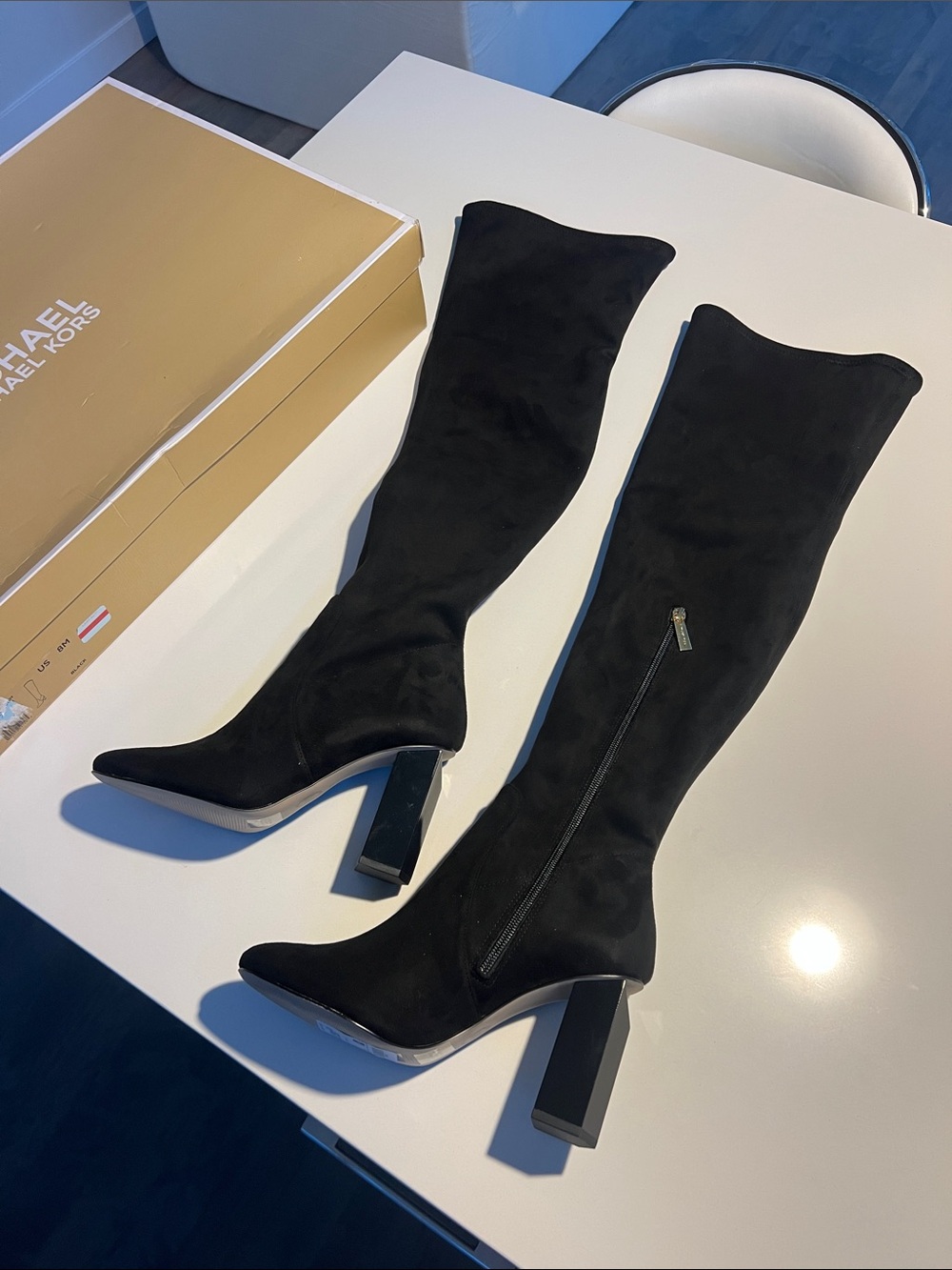 Michael by Michael Kors petra black stretch suede over the knee boots 8